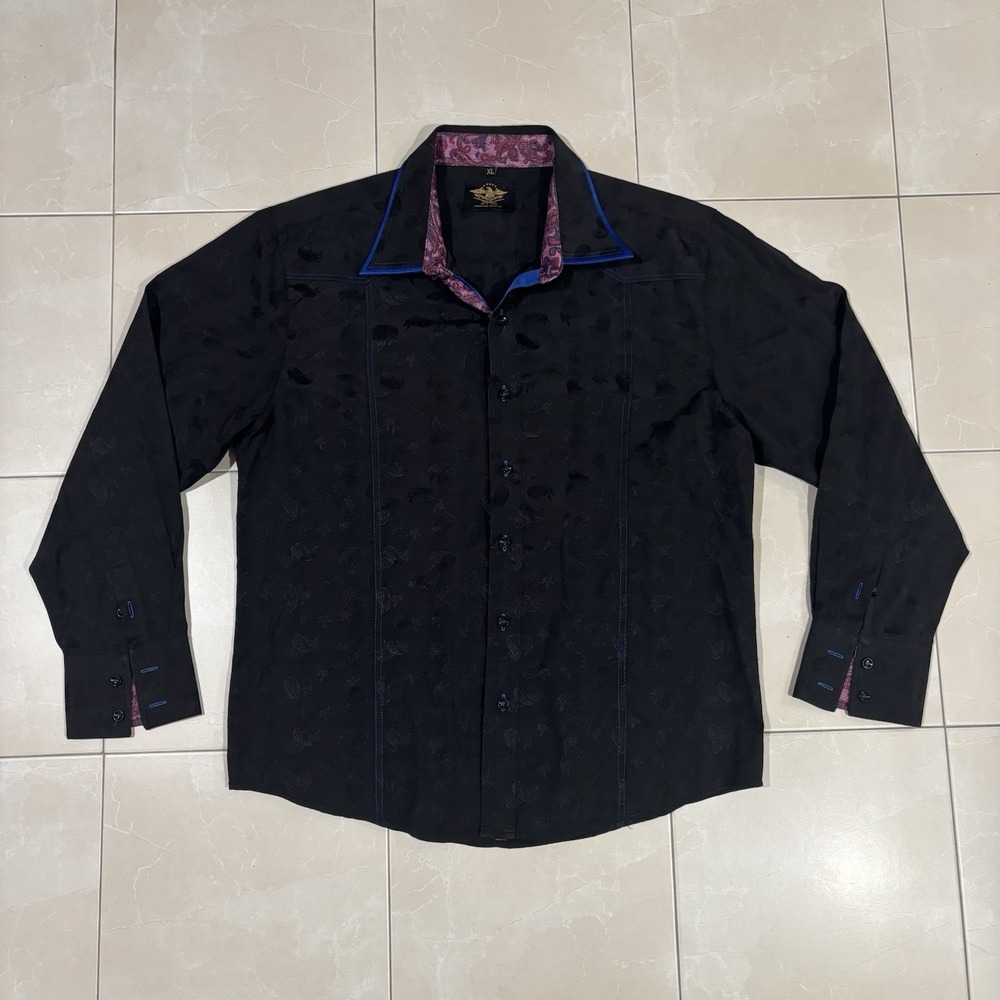 El General Western Shirt Button Black Men's XL Limited Edition Cowboy Paisley